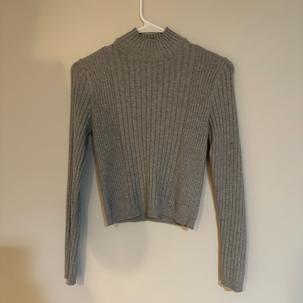Gray Ribbed Women's Sweater